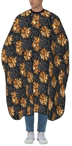 Woshuwo Copper Monstera Leaves Hair Cutting Apron,Salon Barber Apron For Adult