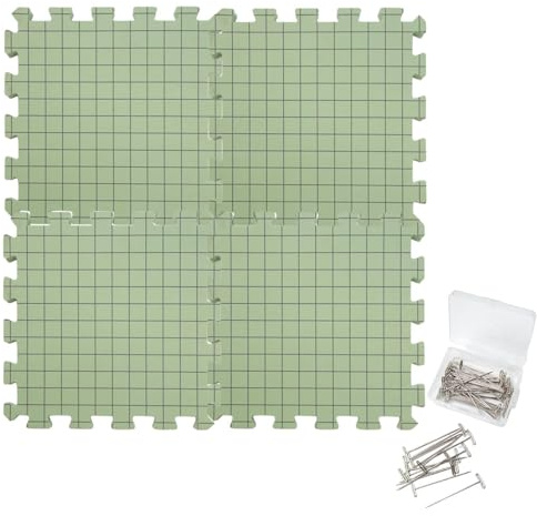 Tappetini in schiuma bloccante ad interblock - piastrelle di griglia leggera extra -spesso con pins e borsa per lo stoccaggio | Strumento di maglia all'uncinetto preciso per progetti di richiamo, scia