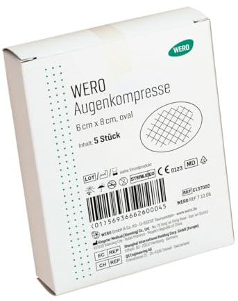 WERO Augenkompresse - sterile Augenauflage aus Baumwolle - anatomisch geformt - hautfreundlich - hygienisch verpackt (5 Stück)
