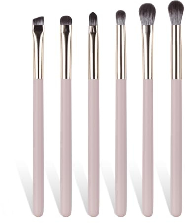 Eye Makeup Brush Set, 6Pcs Professional Blending Eyeshadow Makeup Brushes with Synthetic & Wood Handle Angled Eyebrow Brush Cruelty-Free & Vegan for Liquid, Cream, Powder Concealer Brows Eye shadows