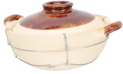NUOBESTY Olla de Cocina con Mango Único para Sopa y Fideos Cazuela de Barro Tapa Diseño Práctico y Distribución Uniforme del Calor para Uso Doméstico
