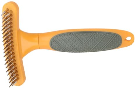 TOGEVAL Cepillo para Perros Peine Rastrillo para Aseo y Eliminación de Pelo Muerto Desenredante y Masajeador para Perros Medianos y Grandes Mango Ergonómico y Dientes Metálicos Suaves