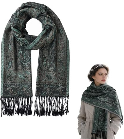 BellaBlend Schal Damen Weicher seidiger Pashmina-Schal für Damen, Paisleymuster, Pashmina Schal mit Fransen