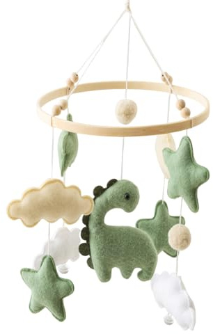 Mobile Baby Windspiele, Filz Baby Mobile für Bett, Wald Tier Mobile Wickeltisch mit Dinosaurier, Sterne, Wolken für Babybett Kinderbett, Neugeborenen Geschenk für Jungen Mädchen