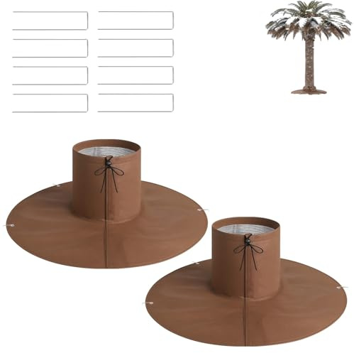 Genérico Protector de raíz de Palmera Desmontable, con uñas de Tierra, Protector de raíz de Planta térmica de 3 Capas con cordón, para raíz de Plantas de Clima frío al Aire Libre (Marrone * 2)