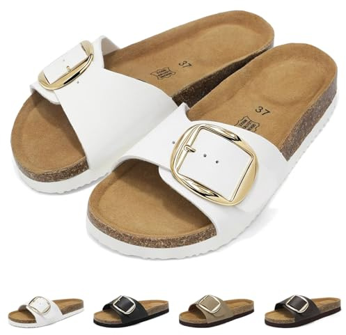 Wizshoe Sandalias Mujer Chanclas Mujer Sandalias Hebillas Blanco 41EU
