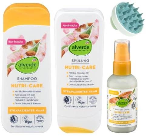 Alverde Nutri-Care 3-delat hårvårdsset – schampo, balsam och hårserum