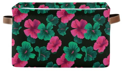 decor gift cestini portaoggetti Oliver Jeffers Style Hibiscus Magenta Verde pieghevole e impermeabile cesto portaoggetti con manico robusto cassa atorage 2 pezzi per biancheria da letto orginizer