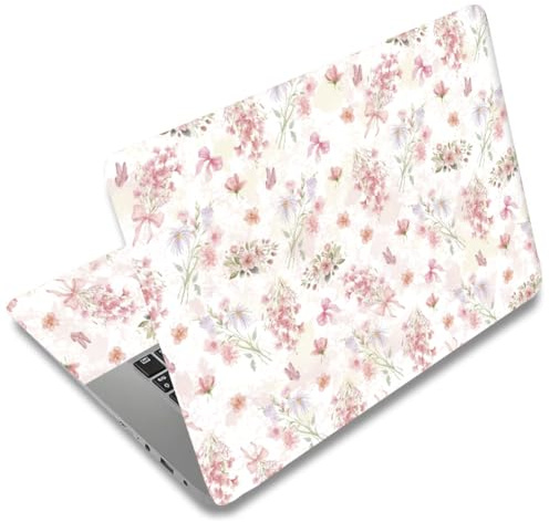 SUPERDANT Small Bouquet Laptop Decal 3 Sheet Set Laptop Skin Trim-to-Fit 12-15.6in Notebook Sticker Cover Flower Design PVC Wrap Scratch Proof Water Resistant 38x27cm