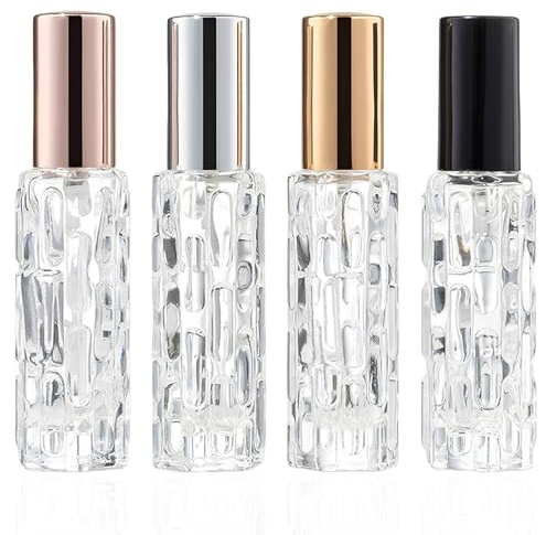 4 Pièces Vaporisateur Parfum, Flacon Parfum Vide 10ml, Flacon Parfum Voyage Rechargeable, Vaporisateur Parfum, Atomiseur de Sac Portable, Mini Flacon Spray Vide Verre, Petit Recharge Fiole de Poche