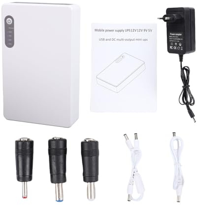 Jenngaoo SAI de Potencia Ininterrumpida Mini, Batería de Respaldo 10400mAh para Router Módem, Fuente de Alimentación DC y USB, Protección Inteligente para Cámaras Seguridad y Fax