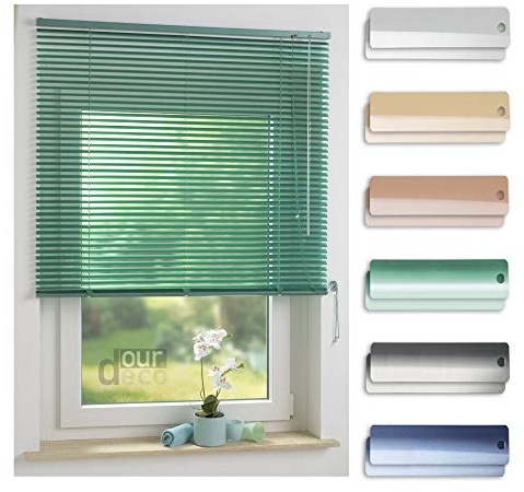ourdeco® Aluminium-Jalousie / 080 x 160 Mint (Breite x Höhe) / Montage an Wand oder Decke, Premium Alu-Jalousie