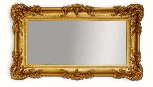 Lnxp Väggspegel barockspegel spegel i guld 96 x 57 antik barock-rokoko shabby chic renässans ungdomsstil retro design med orange förtryck lyx prUNKfull 75SP