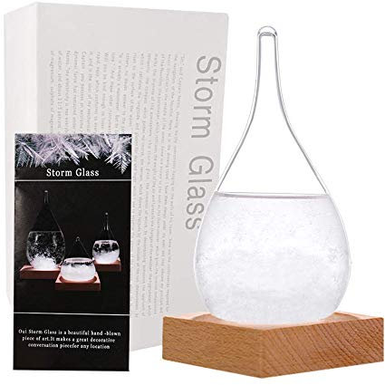 Storm glass Barometre a Cristaux,Baromètre de Fitzroy/verre-de-tempête, Bouteille en verre avec cristaux pour prévisions météorologiques