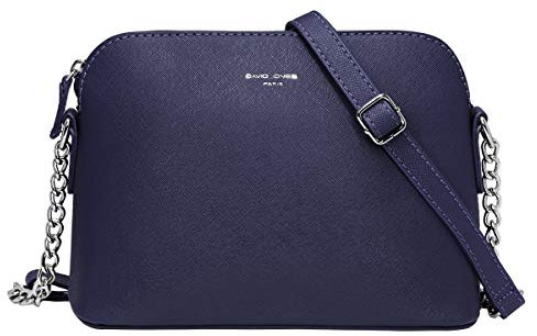 David Jones - Damen Kleine Umhängetasche - Frau Handtasche PU Leder - Tasche Kette Schultertasche Crossbody Bag - Abendtasche Zip Reißverschluss - Party Handy City Clutch Mode Elegant - Blau