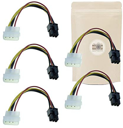 X5 Adaptateur Cable Molex 4 Pin Male vers 6 Pin Femelle Cable PCI Express De 18cm Broche Fiche d'alimentation pour Carte Graphique 4pin vers 6pin Broches – ADAPTOUT Marque FRANÇAISE