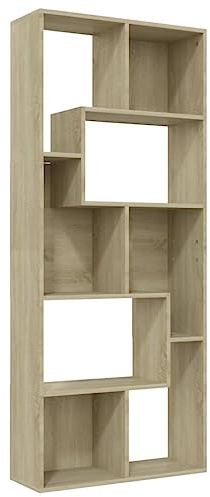 vidaXL Bücherregal Raumteiler Standregal Wandregal Aktenregal Sideboard Regal Büroregal Raumtrenner Schrank Büro Sonoma-Eiche 67x24x161cm Holzwerkstoff
