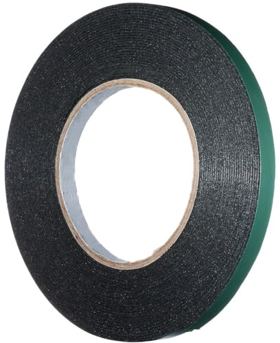 YoiYee Ruban adhésif double face en mousse de 10 mm x 10 m, ruban adhésif vert pour vitrage en mousse PE Noir