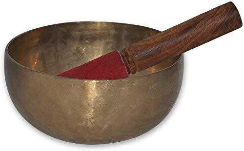Cuencos tibetanos antiguos del Himalaya, de metal martilleado, con mazo y cojín para meditación, cánticos, para la oración curativa y yoga (13 cm)