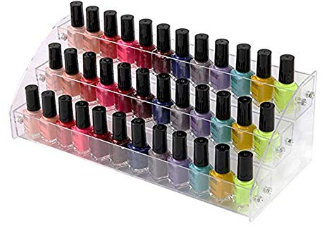 Acrylic Nail Polish Organiser 3 Tier Clear Nail Polish Holder Essential Oils Organiser Shelves Display Rack Stand,Nail Polish Lipstick Organise Stand Holder,Transparent Makeup Organizer for Bottles