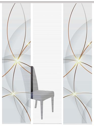 HOME WOHNIDEEN 88062 | 3er-Set Schiebegardine 'BLINKI', Digitaldruck auf Bambus-Optik, mit abstraktem Motiv, 260x60cm, Farbe: Rot und Türkis, Farbe:rot