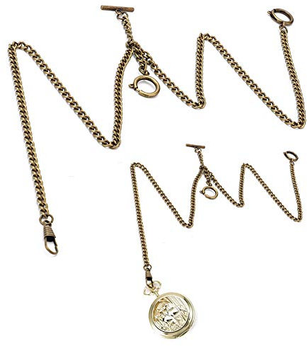 Brrnoo Clip Taschenuhr Kette, Vintage Metalllegierung Taschenweste Kette, 44cm Retro Vintage Metall Taschenuhr Kettenglied Classic Antik (Bronze)