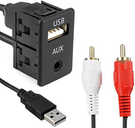 YONGYAO Car Stereo 3.5mm AUX Enchufe Cable Hembra a 2 RCA Macho Coche Barco Mot Flush Mount USB