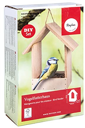 Rayher BP fågelmatare FSC Mix Credit, Natur, 19,5 x 9,8 x 25 cm, låda 1 set, 70052505, 10,5