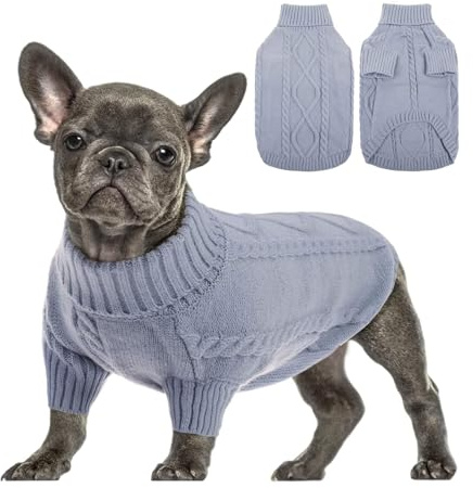 Queenmore Hundepullover Grosse Hunde Wärme dehnbar Pullover Hund XL | Pullover Hund Groß mit Zopfmuster Hundepullover Französische Bulldogge Bulldog Chihuahua Katzen Corgi