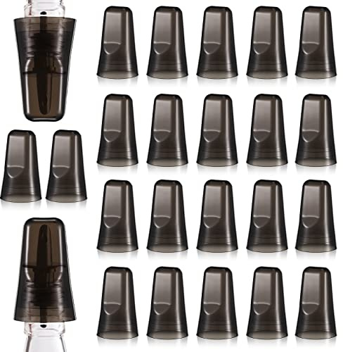Chengu 24 Pieces Liquor Bottle Covers Pour Spout Covers Bar Toppers for Bottles Universal Pour Dispenser Dust Translucent Silicone Rubber Spout Caps for Bar Home Kitchen Tools Supplies (Black)