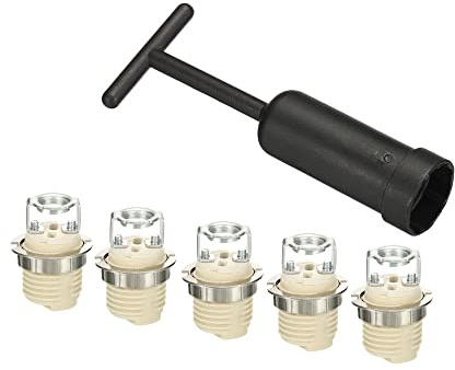 PATIKIL G9 Luz Base Zócalo Kit Cerámica Lámpara Soporte Base Blanco 5 Juego | con Zócalo Anillo Extracción Herramienta