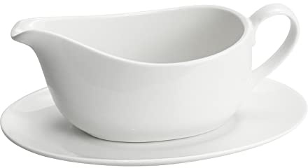 Gravy Boat, 17 Oz Gravy Boat with Saucer Gravy Bowl for Gravy Salad Spout Milk 1 PC