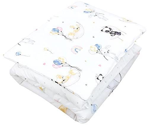 TupTam Juego de Edredón Infantil con Dibujos para Toda la Temporada Nórdica Almohada Plana 2pcs., Animales/Globos/Luna, 135x100 cm
