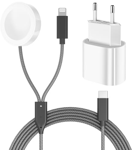 Upgraded Schnellladekabel für Apple Watch iPhone und iPad, Multi 5.0ft iWatch Ladegerät mit USB C Schnellladegeräte für iWatch SE/8/7/6/5 & iPhone & iPad[Reise Essentials]