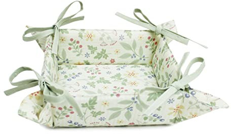 Peggy Wilkins Textiles Meadow Floral Printed Fabric Bread Basket - 35cm x 35cm