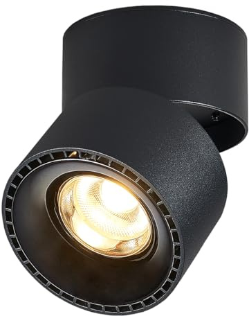 Budbuddy 12W Lámpara de Techo LED Con 1 Focos Orientables Focos Para Techo Moderno Plafón con Focos Regulable Superficie Luz de Techo Negro Para Interior Pasillo Salón Tiendas etc,3000K