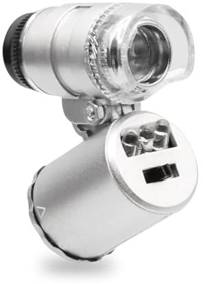 APKLVSR Mini 60X LED Mikroskop, 60x Taschenmikroskop, Einstellbare Lupe mit UV-Licht, V0312
