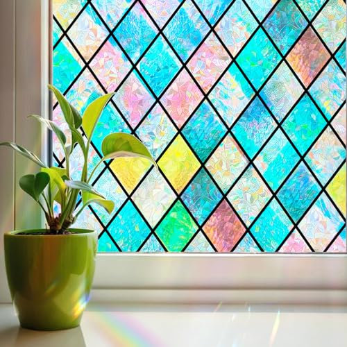 Fensterfolie Selbsthaftend Regenbogen Folie Fenster Sichtschutz,Klebefolie Regenbogenfolie Blickdicht Glasfolie Selbstklebend Sticker Regenbogeneffekt