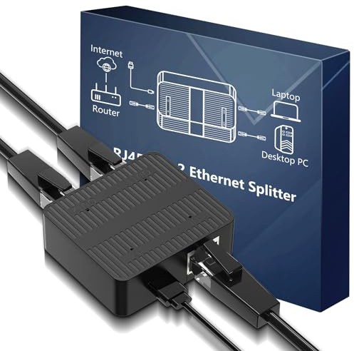 NICGIGA Gigabit RJ45 1 to 2 Ethernet Splitter with USB to Type-C Power Supply. Support 2 Devices networked simultaneously Netwrok Switch Port Expansion Splitter Adapter.