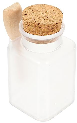 Leere Badesalzflasche 100g Kunststoff Holz mit Kork, 6 Stück