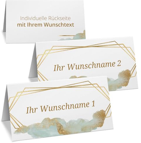 Einladungskarten Manufaktur Hamburg 10 PERSONALISIERTE Tischkarten mit verschiedenen Gäste-Namen | Kärtchen zur Hochzeit Geburtstag Kommunion Konfirmation Taufe Namenskarte Platzkarte Design 09
