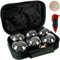 KRUZZEL Boule Set mit 6 gravierten Kugeln & Zubehör - Petanque Spiel mit Holzkugel, Maßband & Tragetasche - Outdoor-Aktivitäten Gravierte Motiven Hülle 23440