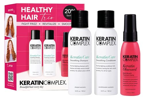 Keratin Complex - Healthy Hair Trio - Keratin Care Shampoo & Conditioner, 3.4 fl oz & Keratin Obsessed Multi-Benefit Treatment Spray, 1.7 fl oz
