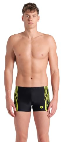 ARENA Bañador Corto Feel para Hombre Graphic, Black-Soft Green, 90