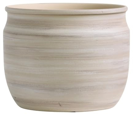 Olly & Rose Large Terracotta Plant Pot Brushed Grey/Brown Taupe - Ceramic Plant Pot 23cm Outdoor and Indoor Plant Pot for Home and Garden