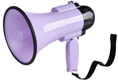 MyMealivos 30W Megaphone with Siren & 240s Record-Adjustable Vol Control Cover Up to 800 Yards Range Fit for Sport Games Cheerleading Coaches Event Organizers-Purple