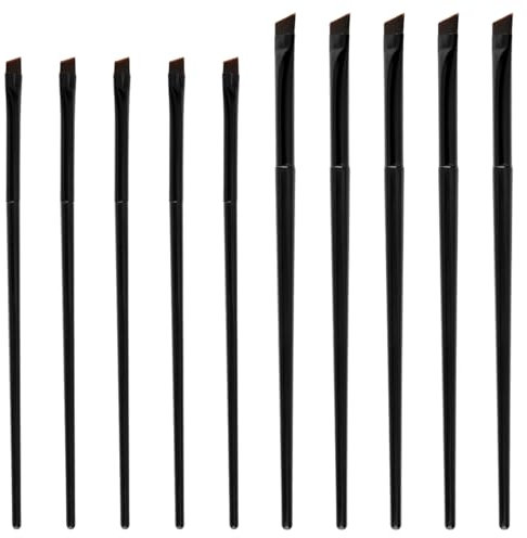 Lotsdonxia 10 Pcs Flat Eyebrow Tint & Angled Eyeliner Brush Set – Portable Daily Beauty Tools Ultra-Fine Makeup Applicator Kit for Eyeshadow and Precision Eye Looks