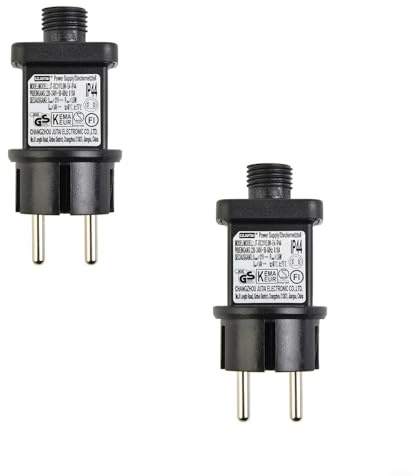 HOHOVYVY Spina per catena di luci esterne, spina, catena di luci, adattatore trasformatore IP44, 31 V, max 3,6 W (2 pezzi)
