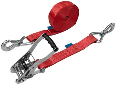 LOADCARE Ratschenzurrgurt Spanngurte Zurrgurte 5 Tonnen 5000 kg 2500 daN 8 m rot mit Karabinerhaken (1)