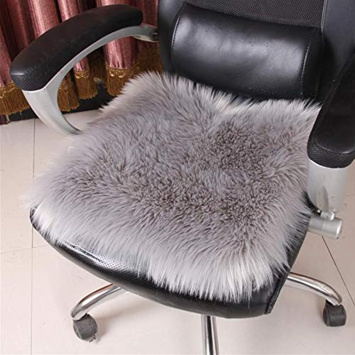 (en:Cojín de asiento sedoso de piel de oveja sintética, decoración del hogar, alfombra de lana larga, suave y esponjosa, almohadillas de asiento para silla, ajuste universal, para el hogar, oficina